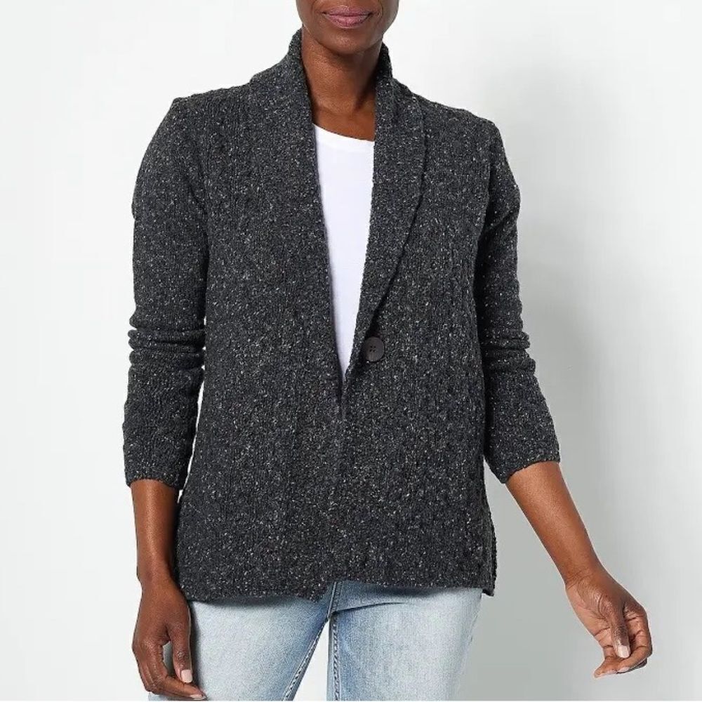 Islander Merino Wool and Cashmere Blend One-Button Cardigan